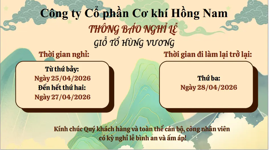THÔNG BÁO NGHỈ LỄ Giỗ Tổ Hùng Vương 